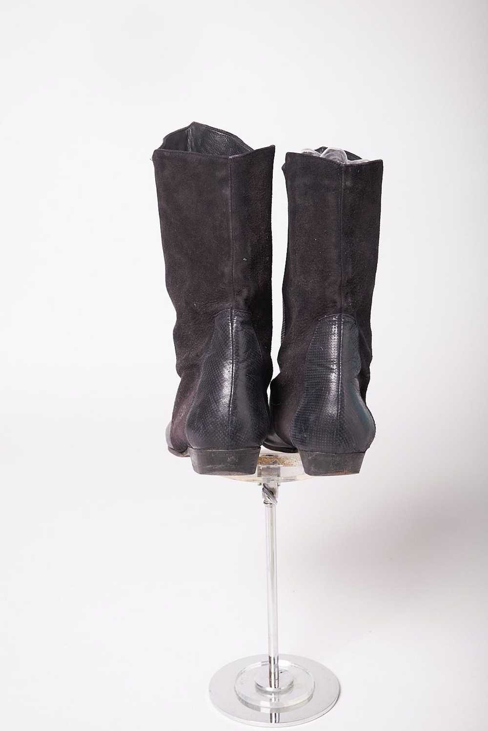 Vintage 1980s Black Leather And Suede Boots - image 4