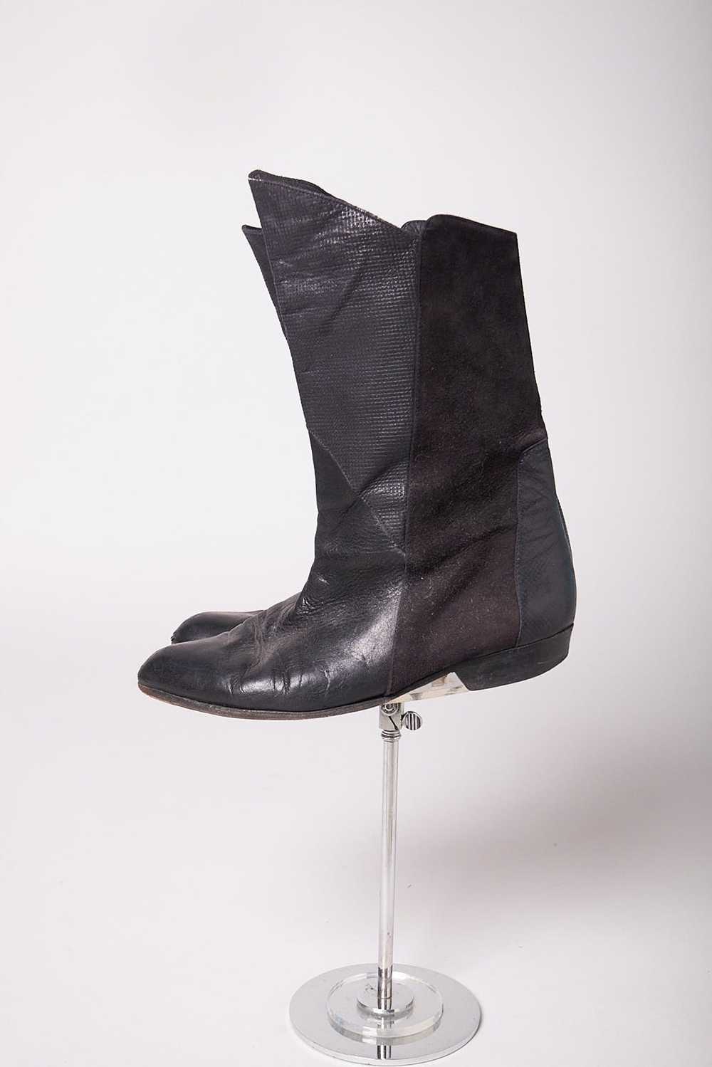 Vintage 1980s Black Leather And Suede Boots - image 7