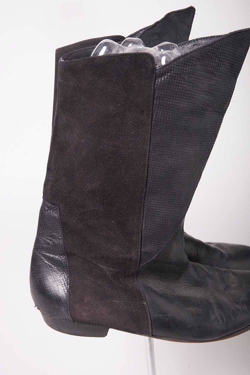 Vintage 1980s Black Leather And Suede Boots - image 8