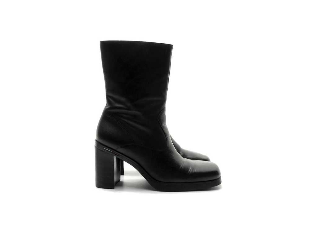 TOMMY HILFIGER 90s black leather square toe boots… - image 11