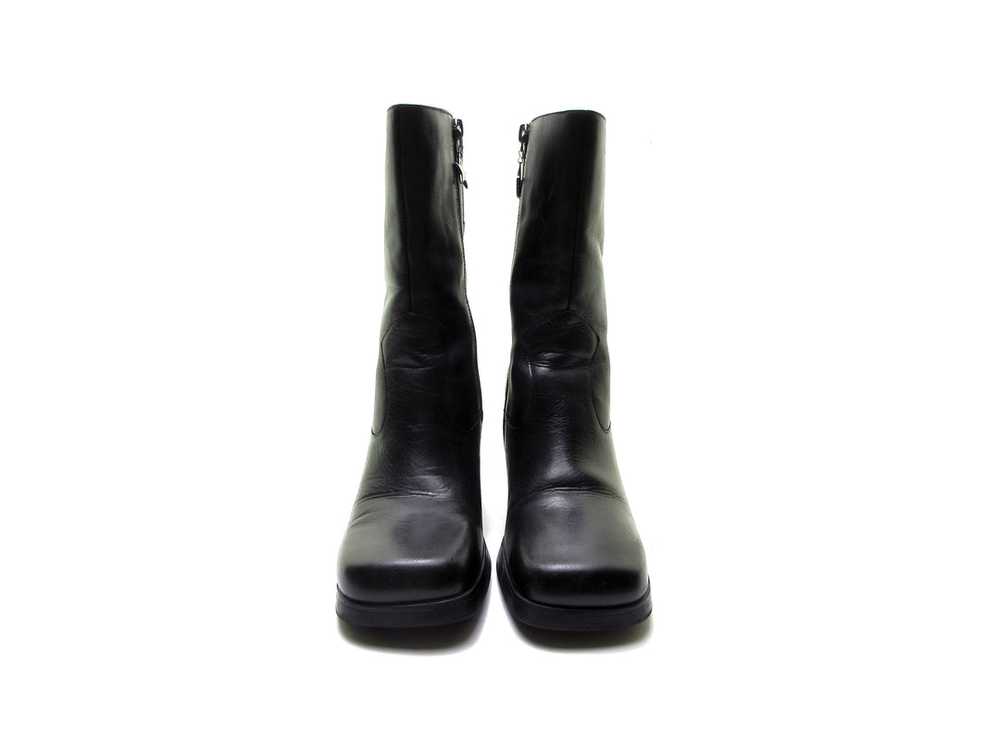 TOMMY HILFIGER 90s black leather square toe boots… - image 4