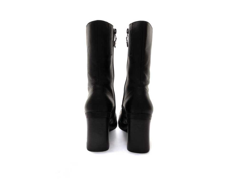 TOMMY HILFIGER 90s black leather square toe boots… - image 5