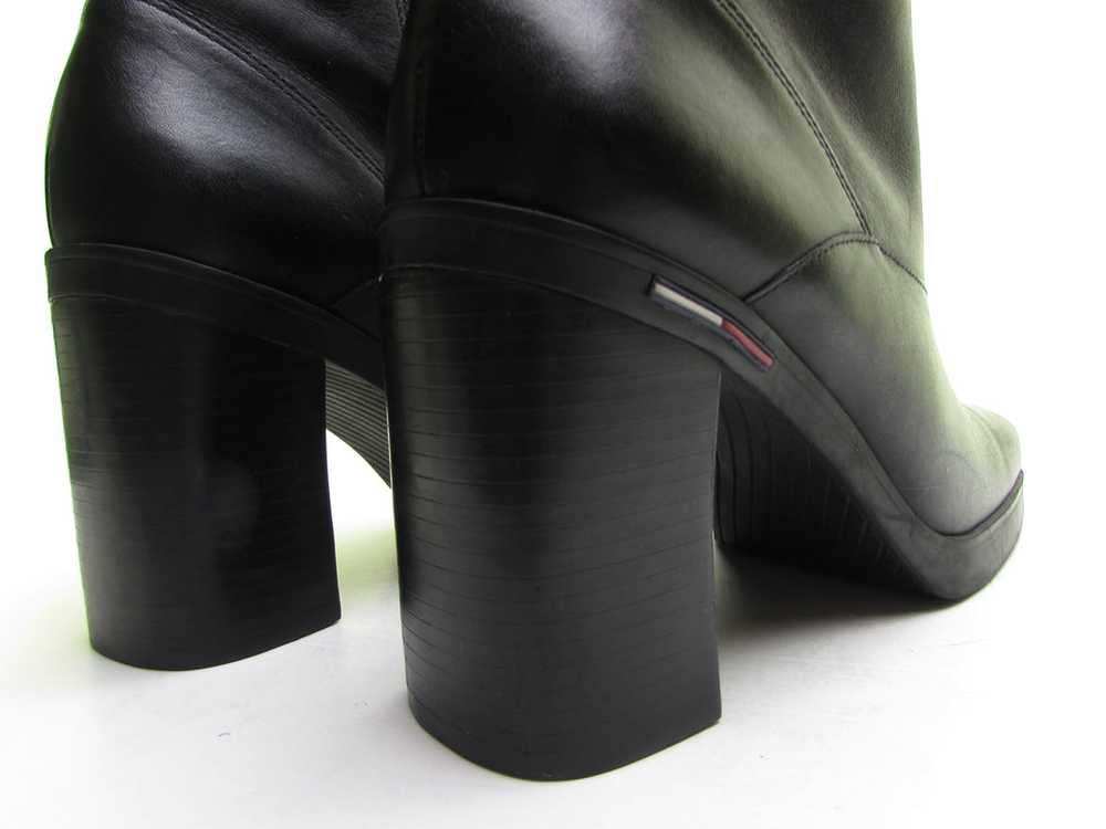 TOMMY HILFIGER 90s black leather square toe boots… - image 7