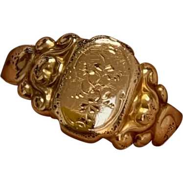 Victorian French 18 K gold Pansy signet  ring