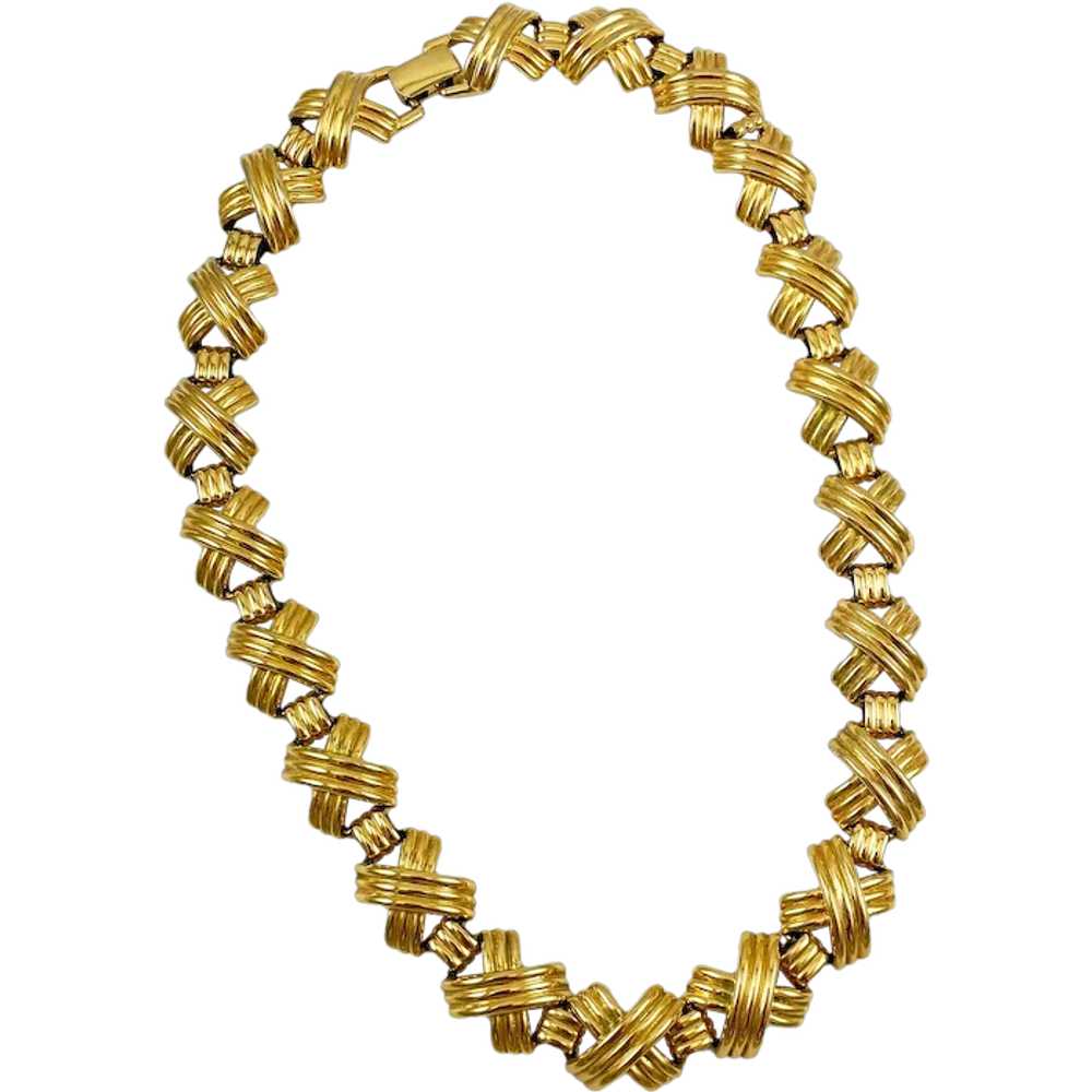 Napier Gold Chain X's Necklace Vintage - image 1