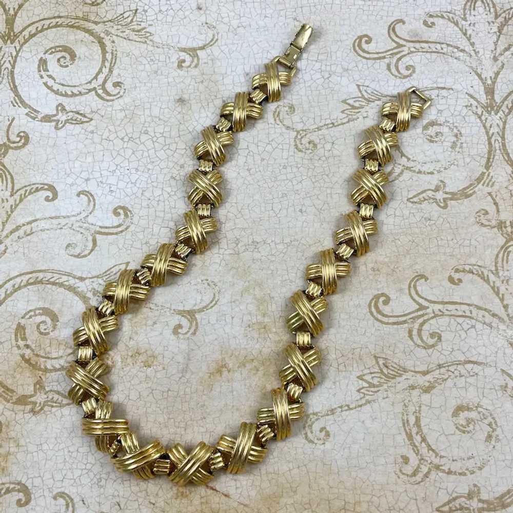 Napier Gold Chain X's Necklace Vintage - image 4