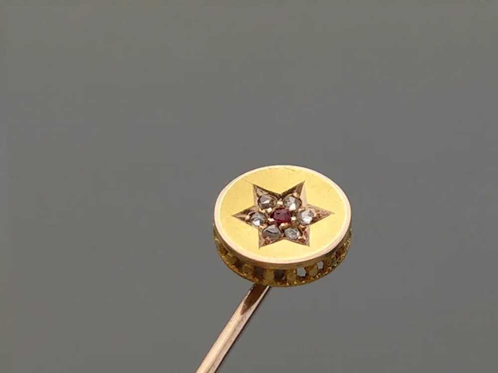 Victorian 15ct Gold Tie Pin Star set with old cut… - image 6