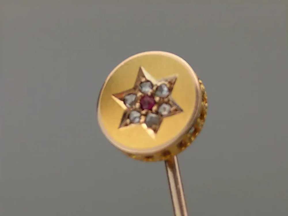Victorian 15ct Gold Tie Pin Star set with old cut… - image 8
