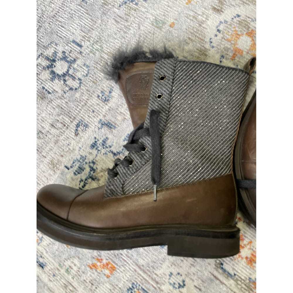 Brunello Cucinelli Leather lace up boots - image 3
