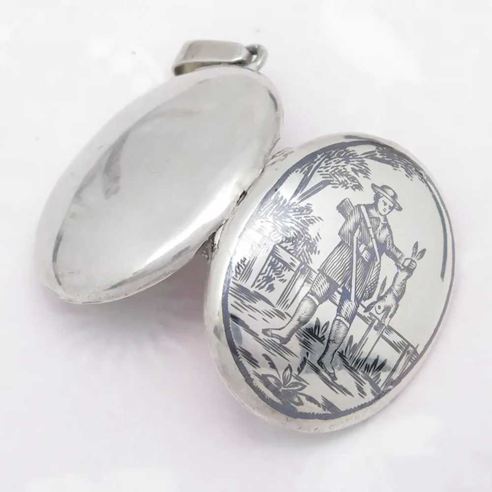 Antique Victorian Niello Scenic Hunting Sterling … - image 3