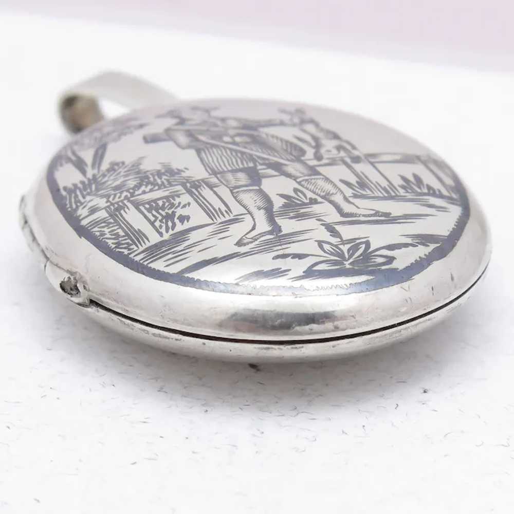 Antique Victorian Niello Scenic Hunting Sterling … - image 7