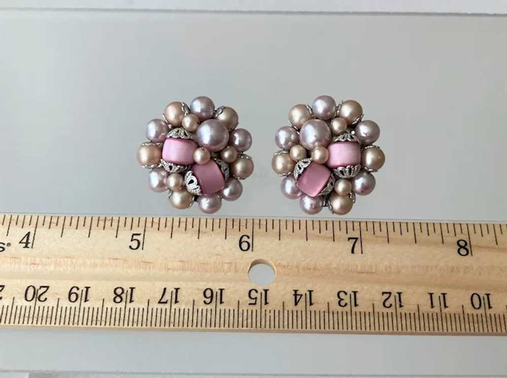 Mauve Blush and Pink Moonglow Cluster Beads Clip … - image 5