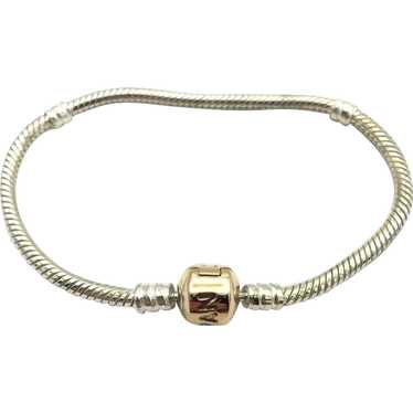 14K & Sterling Silver Pandora Charm Bracelet