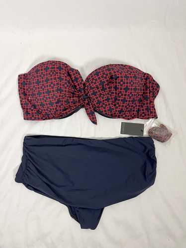 eloquii Size 26/28 Navy & Red Geometric Swimsuit N