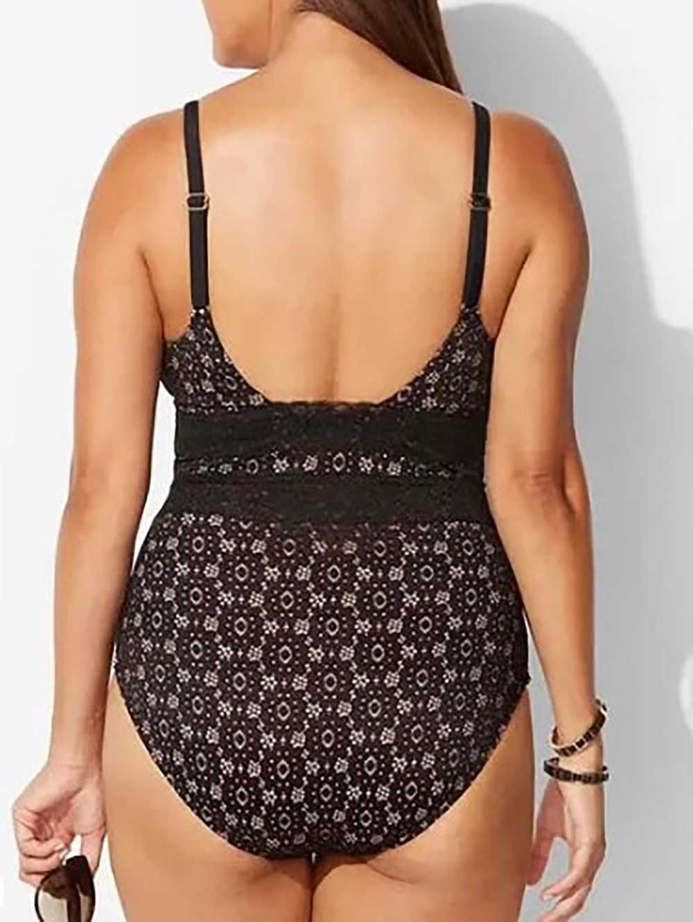 Swimsuits for All Size 18 Black & Beige Lace Swim… - image 3