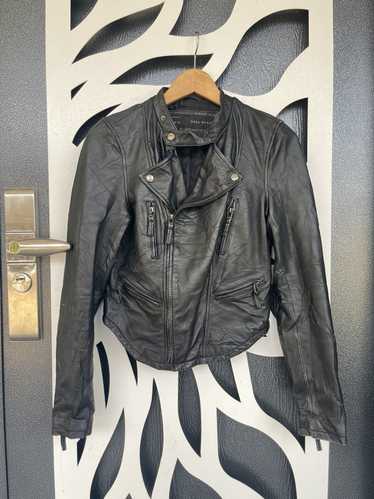Leather Jacket × Zara ZARA BLACK BIKE 100% LAMB LE