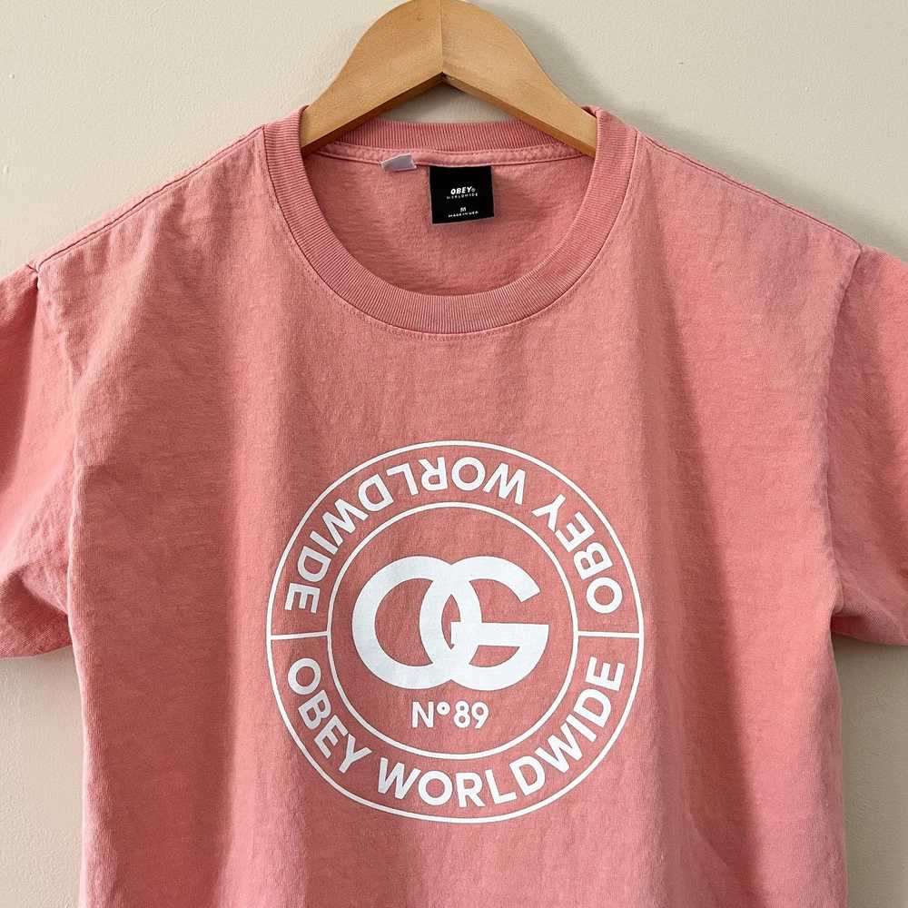 Obey Obey Worldwide Pink Graphic Tshirt Size Medi… - image 3