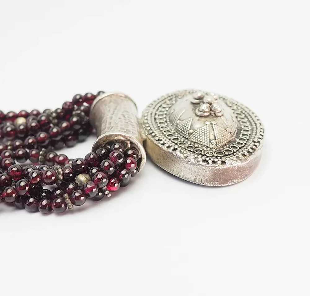Chunky vintage tribal multi chain red gemstone be… - image 4