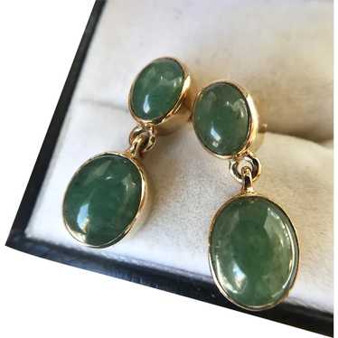 Pair of 9ct 9k Gold Aventurine Quartz Drop Earring