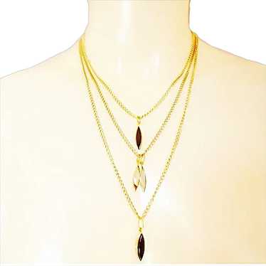 Layer Necklace 3 Strand with Vintage Pendants - R… - image 1