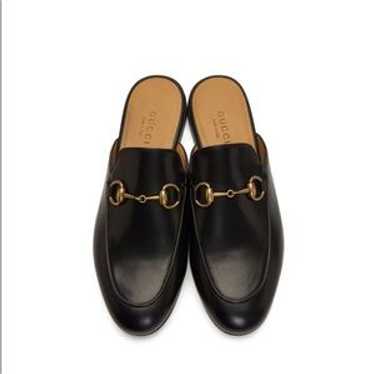 靴 GUCCI PRINCETON FLAT MULE Gucci Pink Lace and Leather Princetown Mule Flats Size 4.5