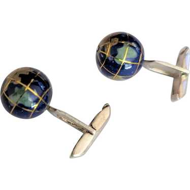 Cobalt Blue  World Globe Cufflinks
