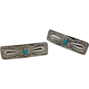 Pair of Ladies Sterling and Turquoise Barrettes