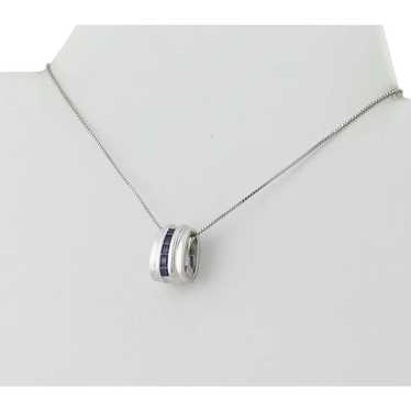 Pendant Only 14k White Gold Natural Blue Sapphire 