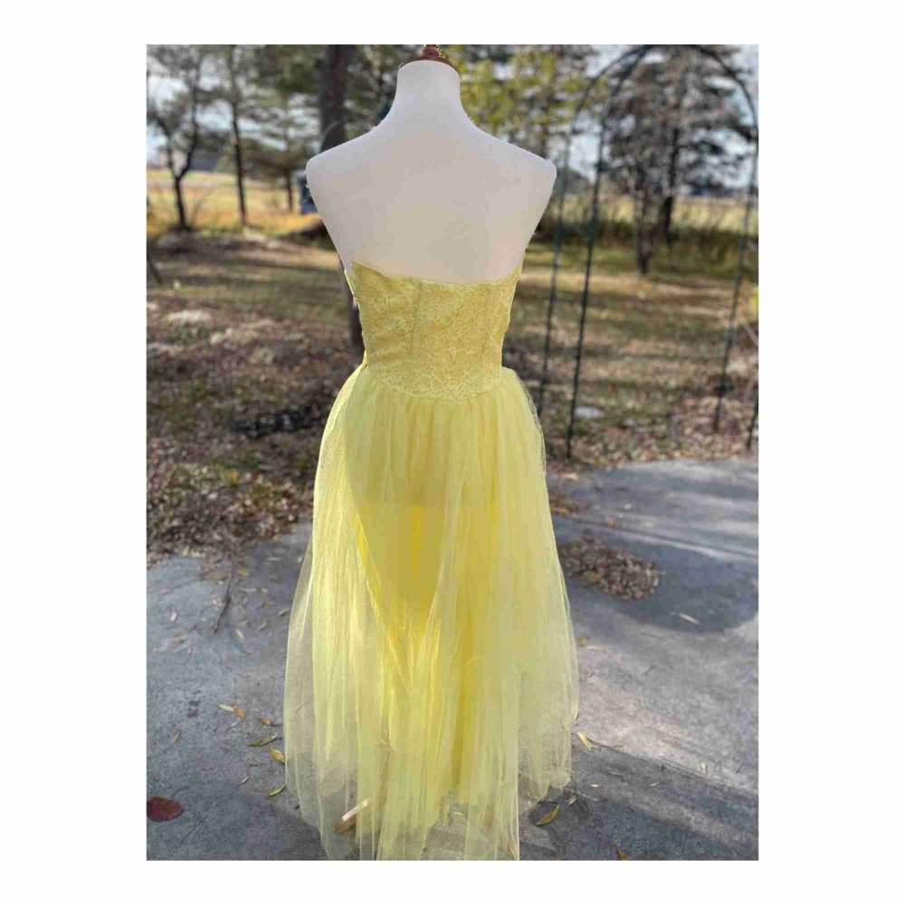 1950s Yellow Formal Dress Matching Bolero Lace Tu… - image 8