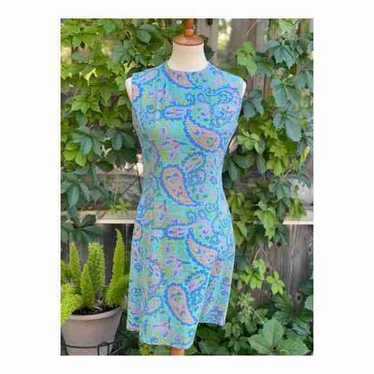50s 60s Mod Dress Psychedelic Paisley A Line - image 1