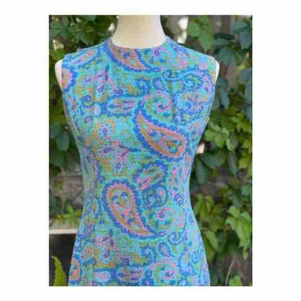 50s 60s Mod Dress Psychedelic Paisley A Line - image 2