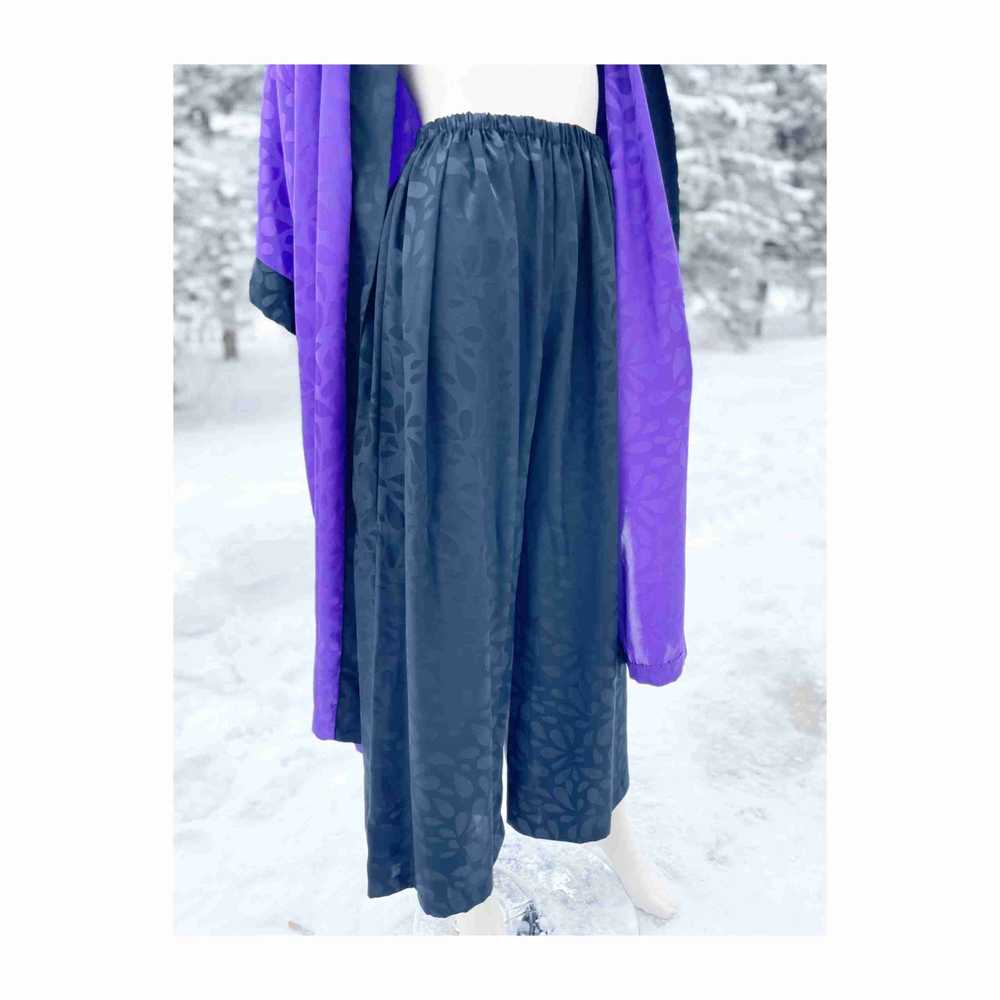 80s Diamond Tea Satin Loungewear Set Kimono Sleev… - image 11