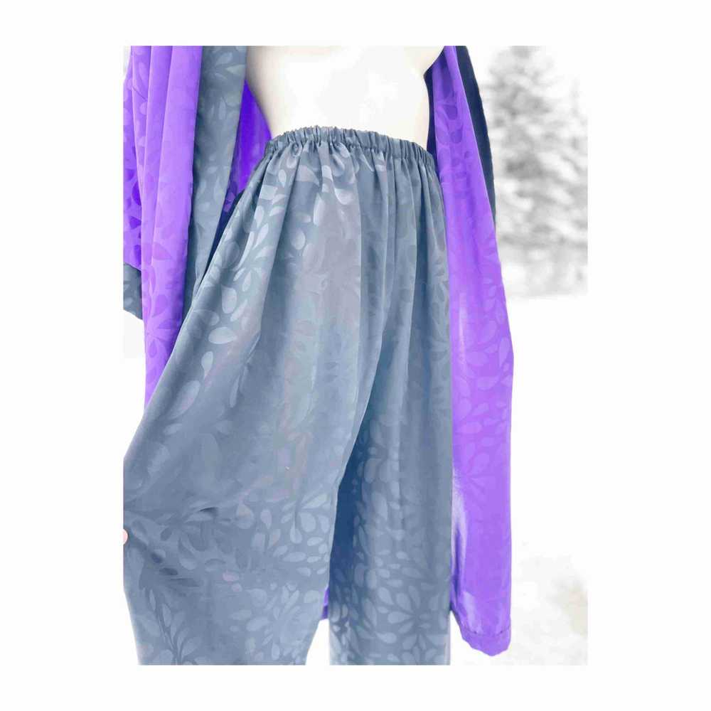 80s Diamond Tea Satin Loungewear Set Kimono Sleev… - image 12