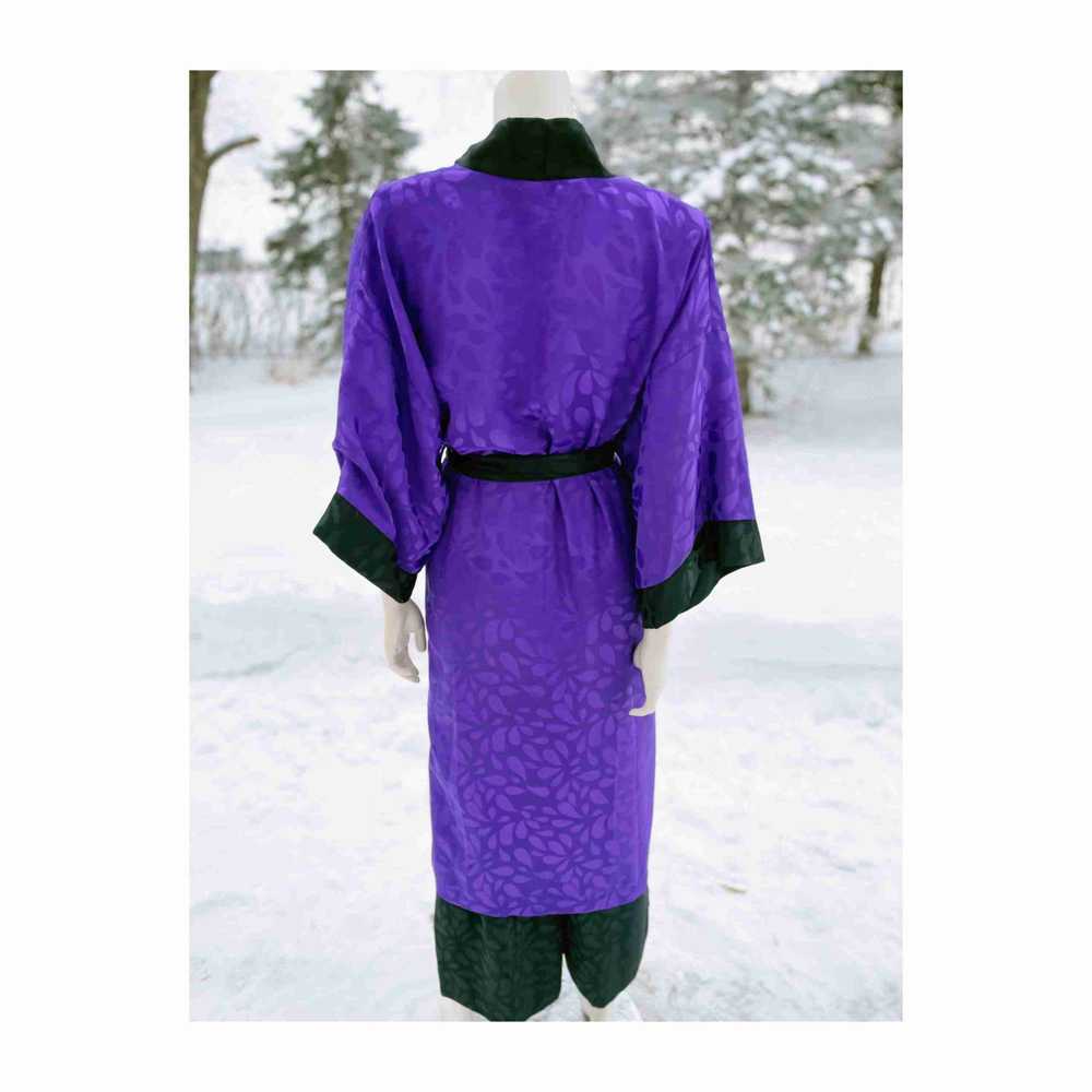 80s Diamond Tea Satin Loungewear Set Kimono Sleev… - image 3