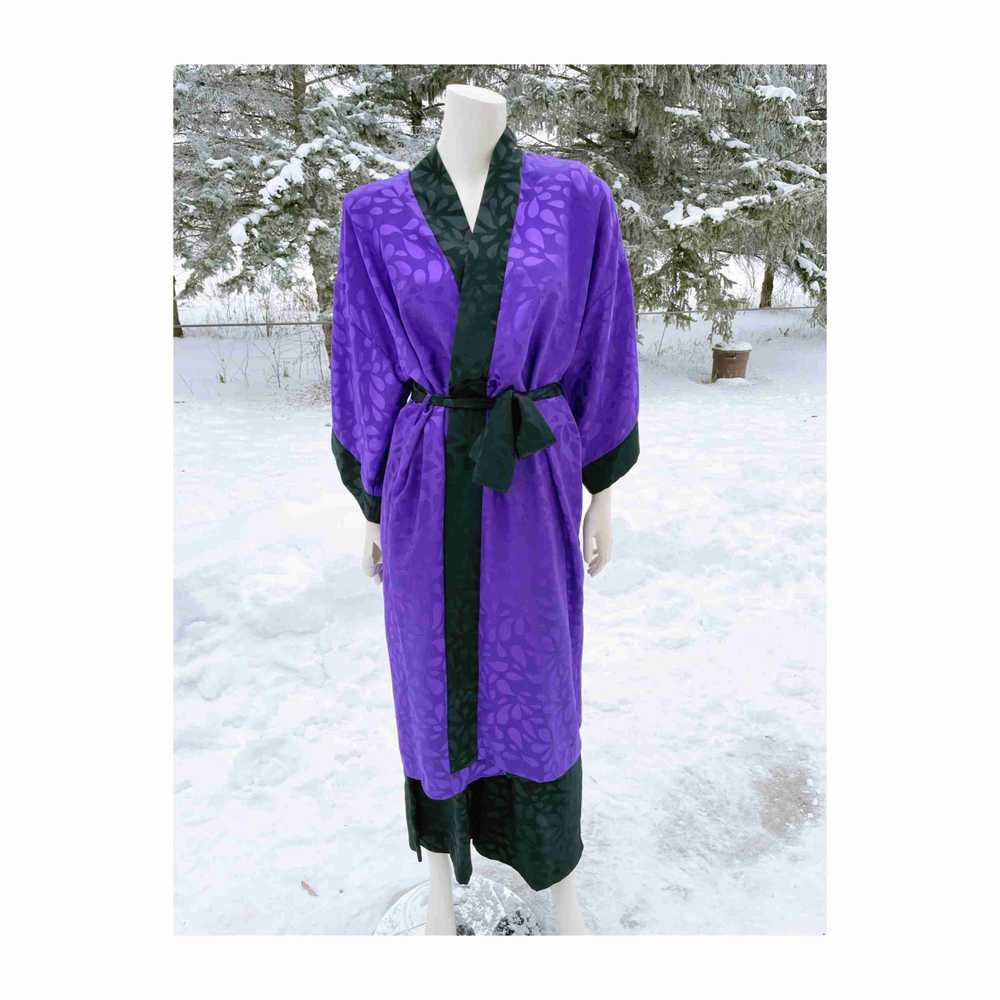 80s Diamond Tea Satin Loungewear Set Kimono Sleev… - image 5