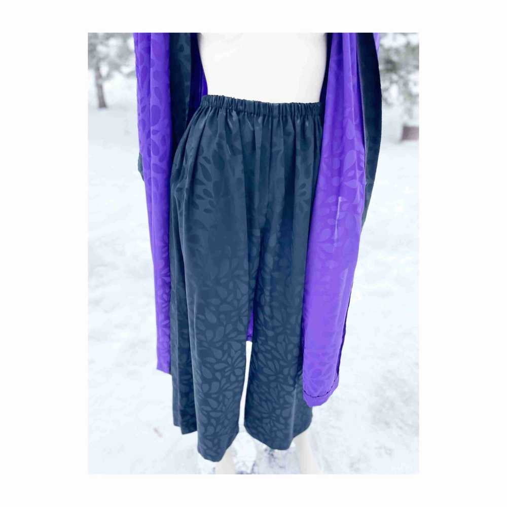 80s Diamond Tea Satin Loungewear Set Kimono Sleev… - image 9
