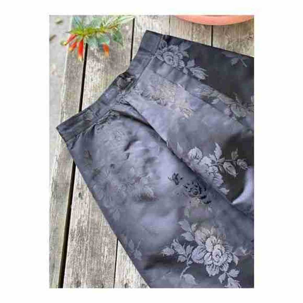 90s Black Satin Floral Mini Skirt Structured Sz XS - image 5