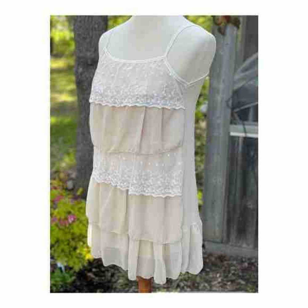 Vintage Ivory Tiered Ruffle Lace Camisole Tank To… - image 3