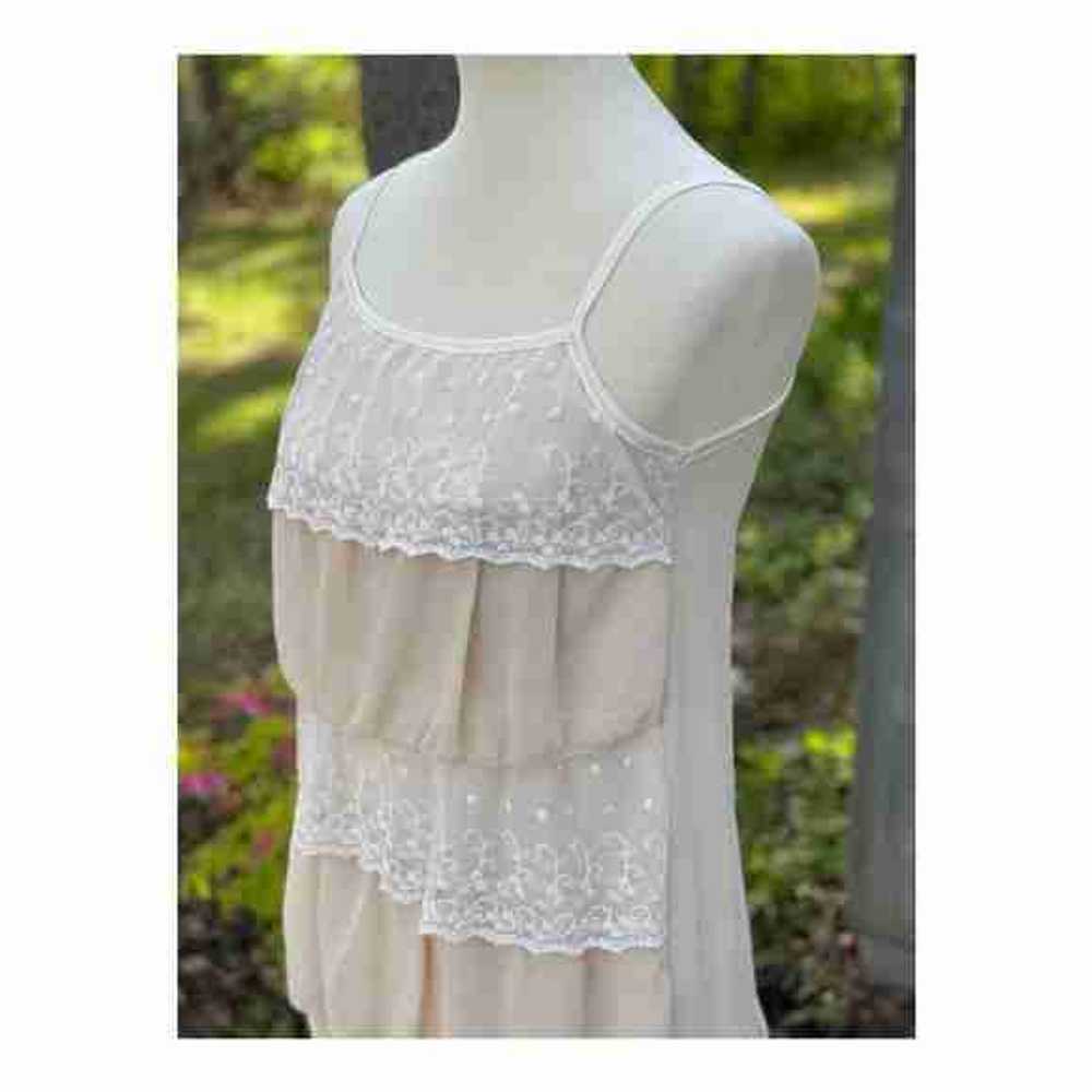Vintage Ivory Tiered Ruffle Lace Camisole Tank To… - image 4