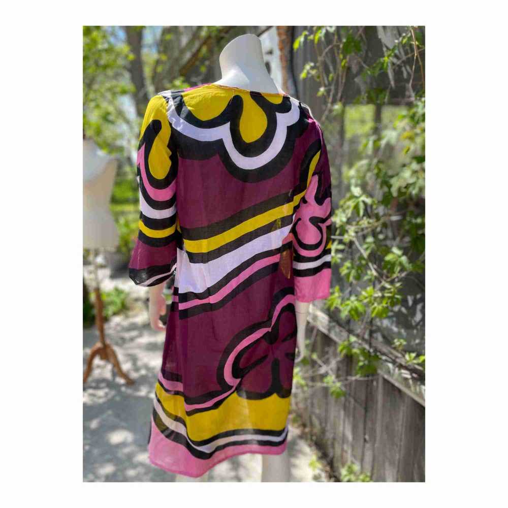 Vintage Sheer Funky Tunic Dress Floral Color Bloc… - image 5