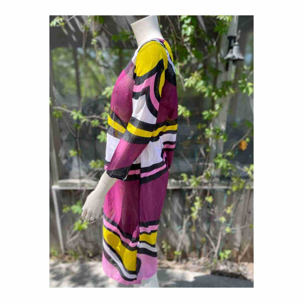 Vintage Sheer Funky Tunic Dress Floral Color Bloc… - image 7