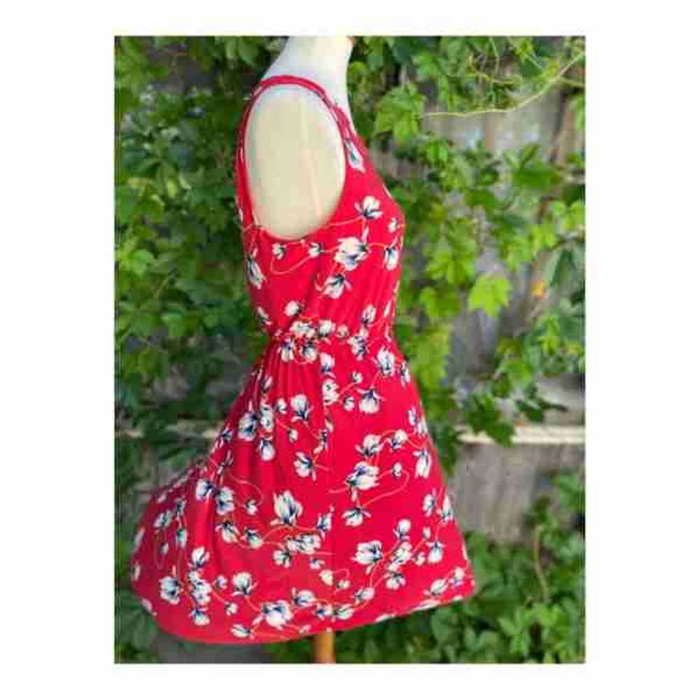 French Grey Red Floral Jersey Knit Tank Swing Dre… - image 5