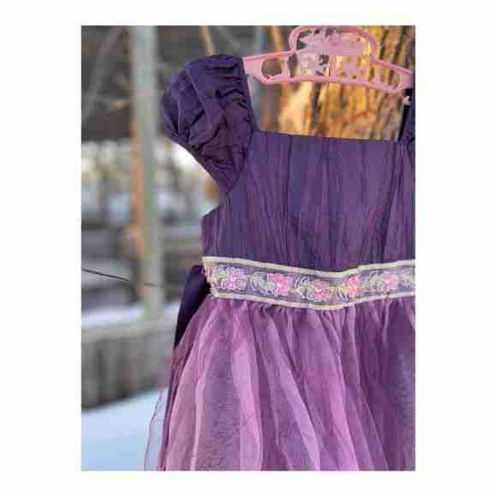 Laura Ashley Purple Dress Satin Chiffon Belted Ca… - image 3