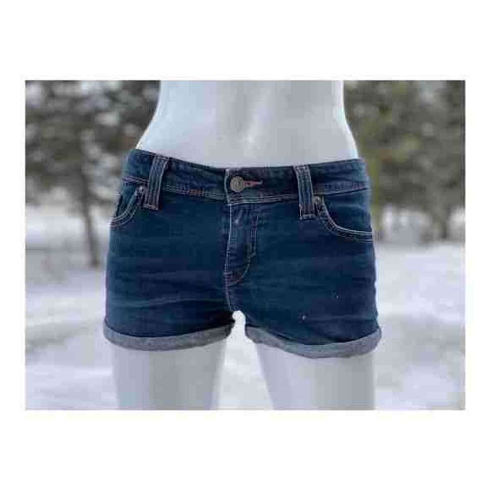 Levi’s Denim Short Shorts Low Rise Dark Wash Stre… - image 1