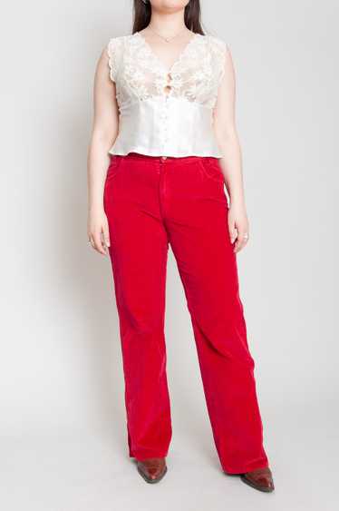 Corduroy Pants Mid Waist Red - image 1