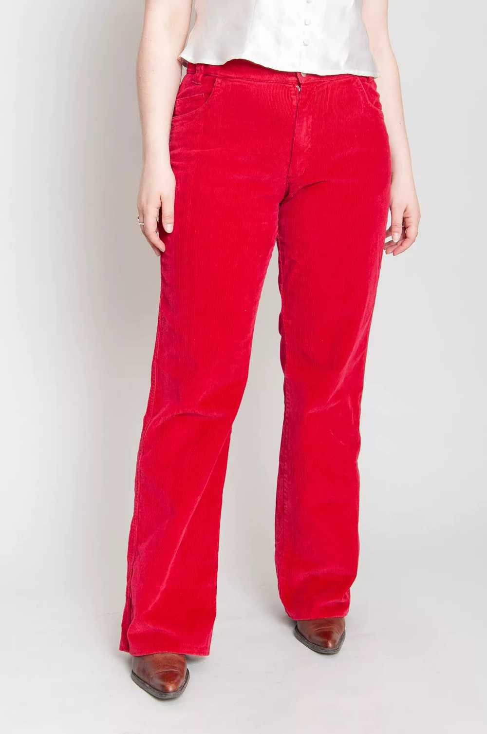 Corduroy Pants Mid Waist Red - image 2