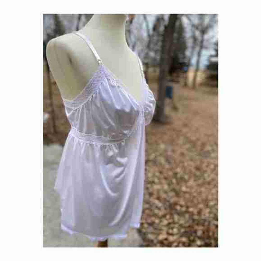 Vintage 70s Maternity Camisole Tank Top White Nyl… - image 3