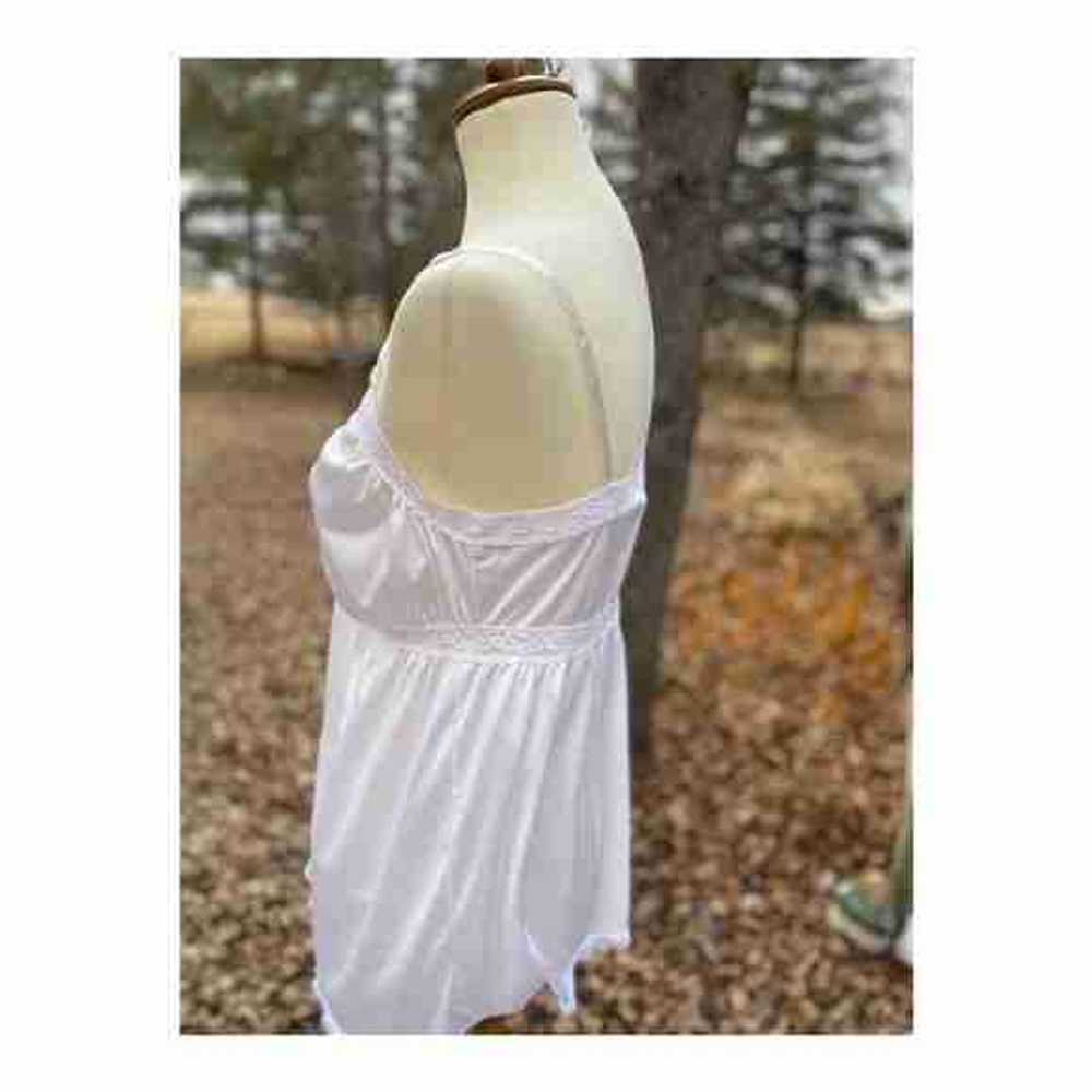 Vintage 70s Maternity Camisole Tank Top White Nyl… - image 4
