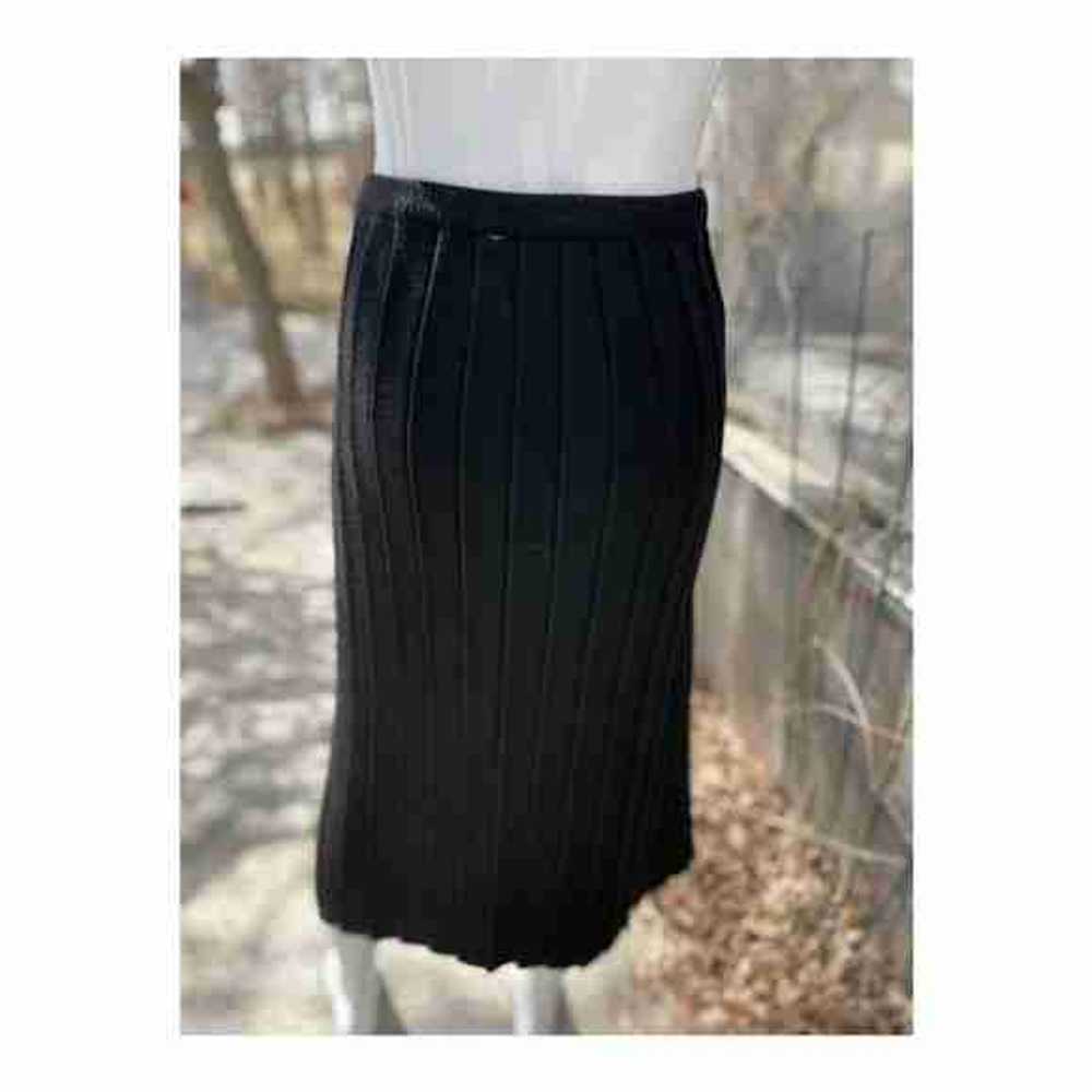 Vintage 70s Pleated Midi Skirt Virgin Wool Knit S… - image 5