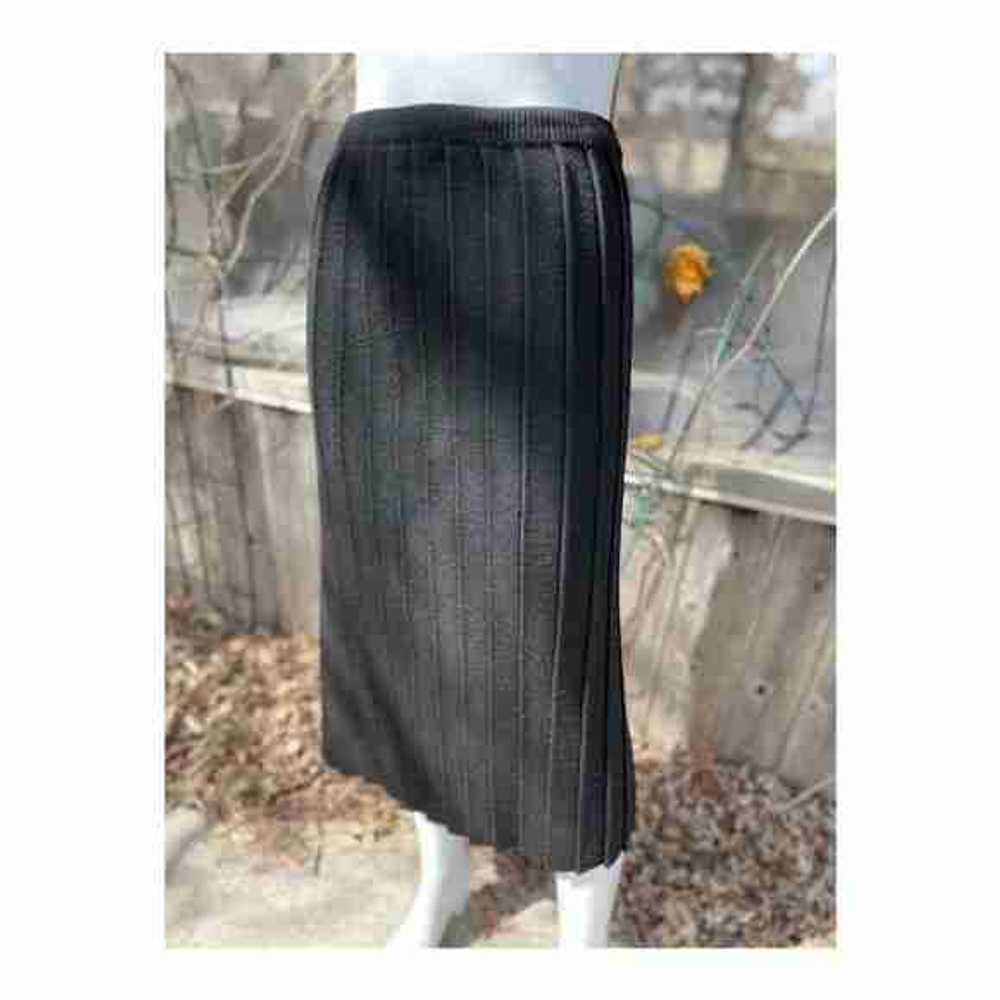 Vintage 70s Pleated Midi Skirt Virgin Wool Knit S… - image 7